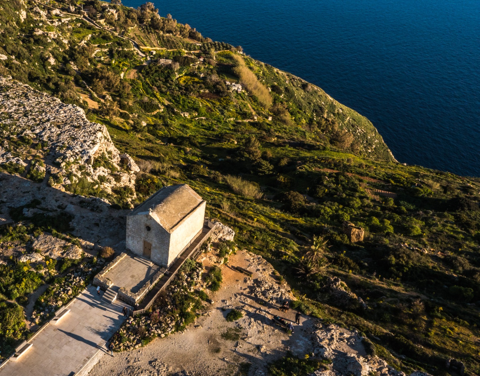 Chapel above Malta's Dingli Cliffs overlooking the Mediterranean