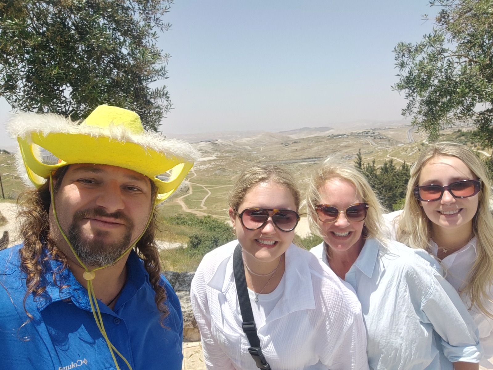 Guide Daniel and guests at the Mount of Olives viewpoint over Jerusalem