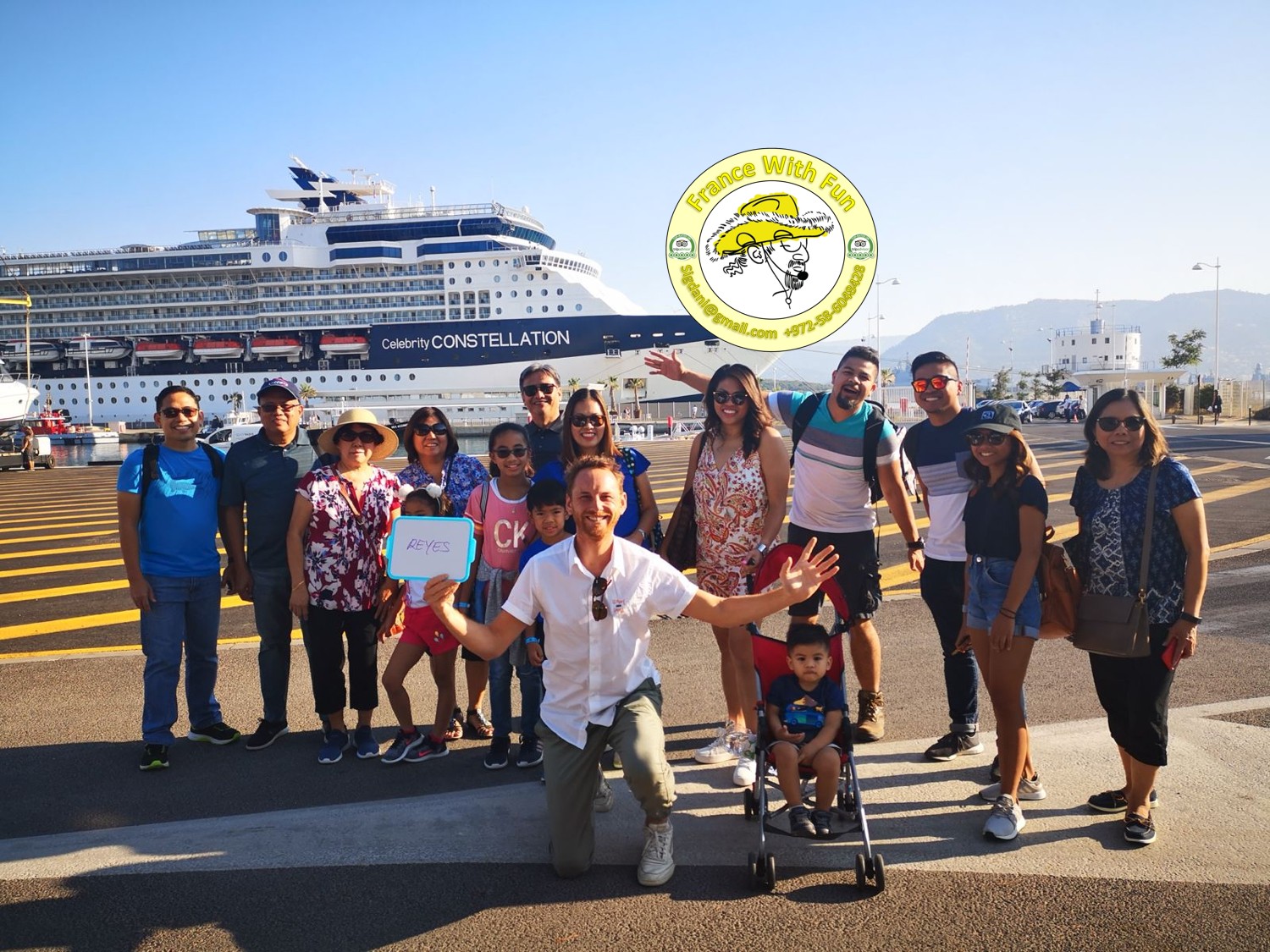 Cruise guests from the Celebrity Constellation with their guide before the Luberon Hilltop Villages VIP private tour from Marseille