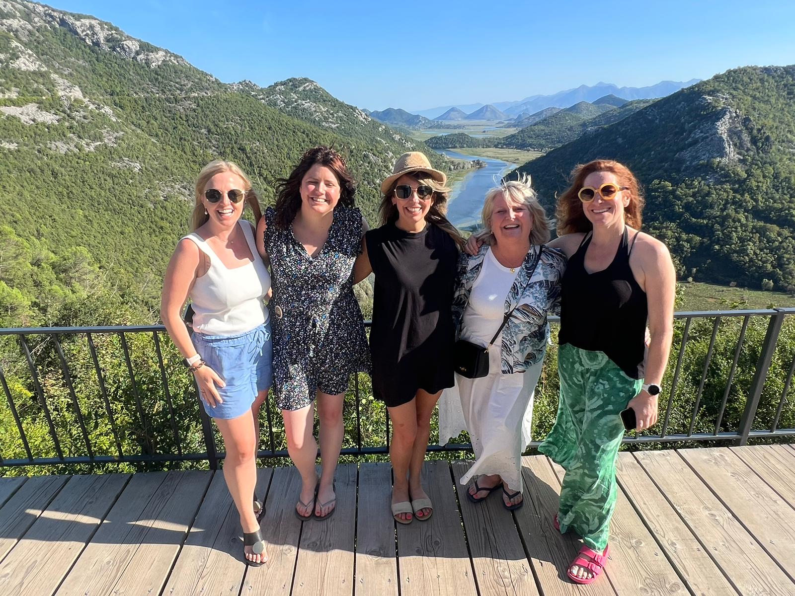 Group of travelers at the Pavlova Strana viewpoint over the Crnojevic River, Montenegro