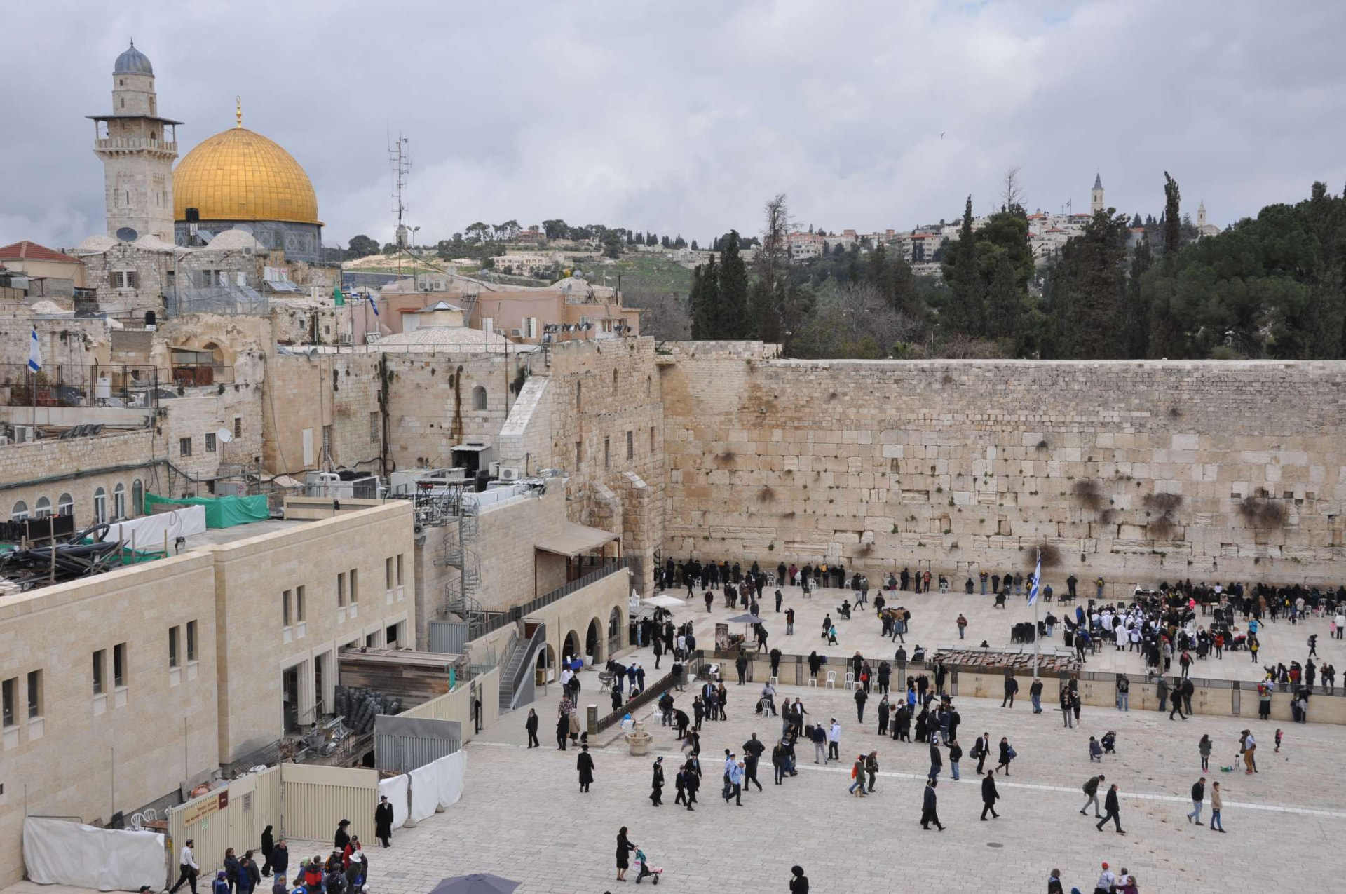 Western Wall Plaza with the golden Dome of the Rock in the background, Jerusalem
