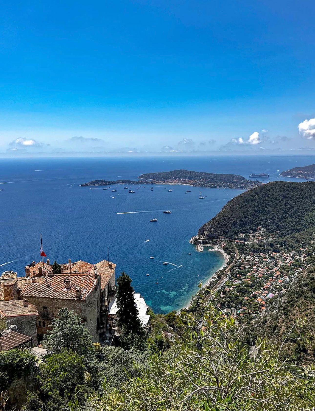 Panoramic view from Eze over Saint-Jean-Cap-Ferrat and the Mediterranean
