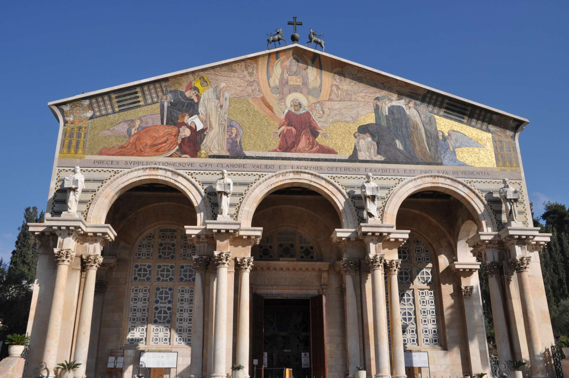 Church of All Nations facade at the Garden of Gethsemane, Jerusalem