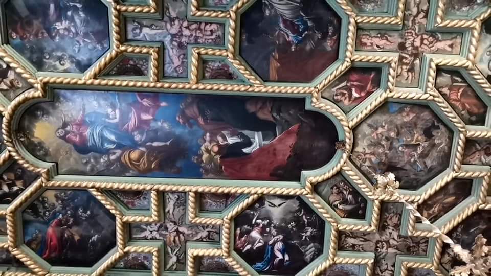 Painted ceiling inside the Our Lady of the Rocks church