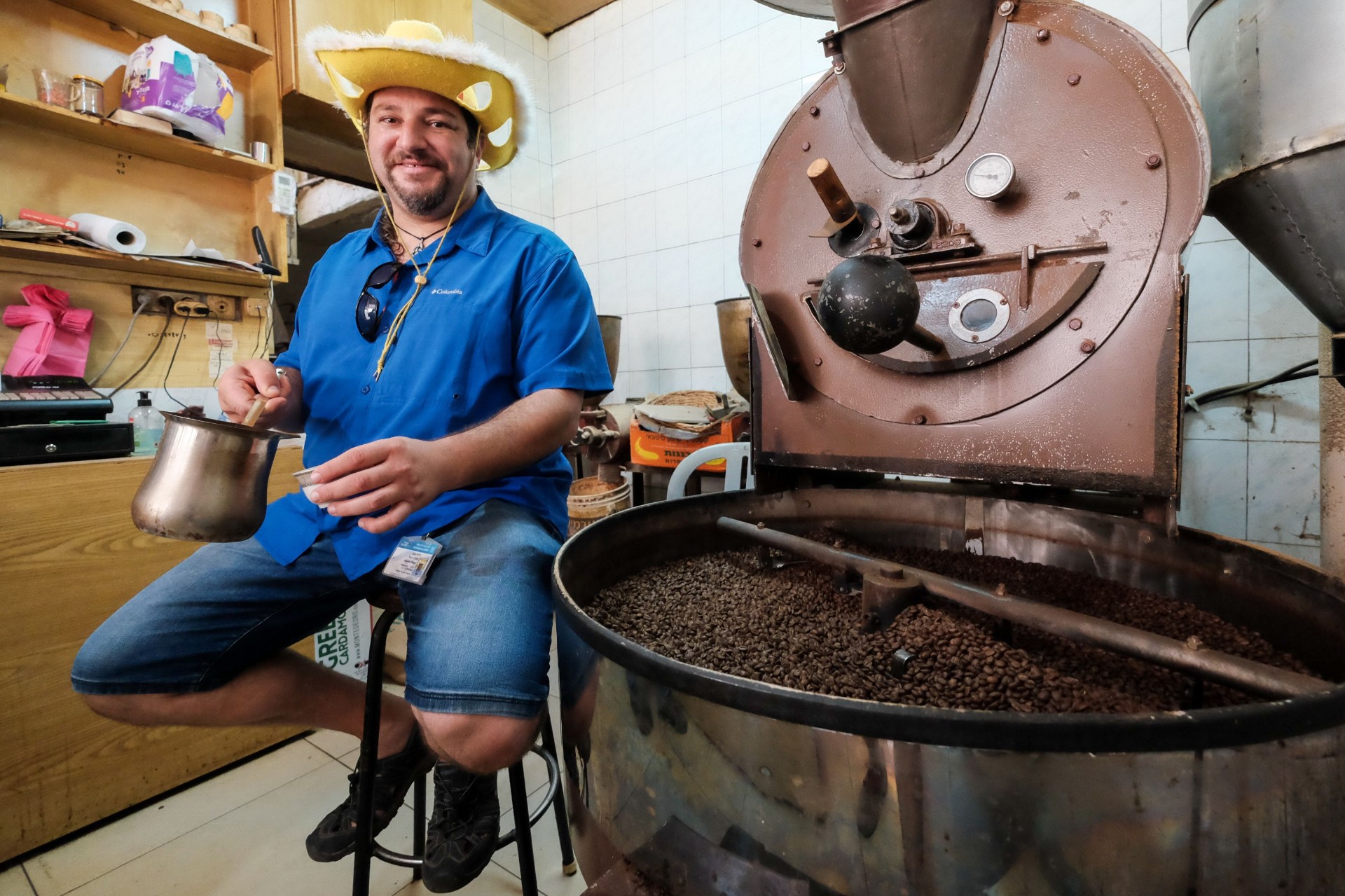 Daniel at a coffee roasting shop