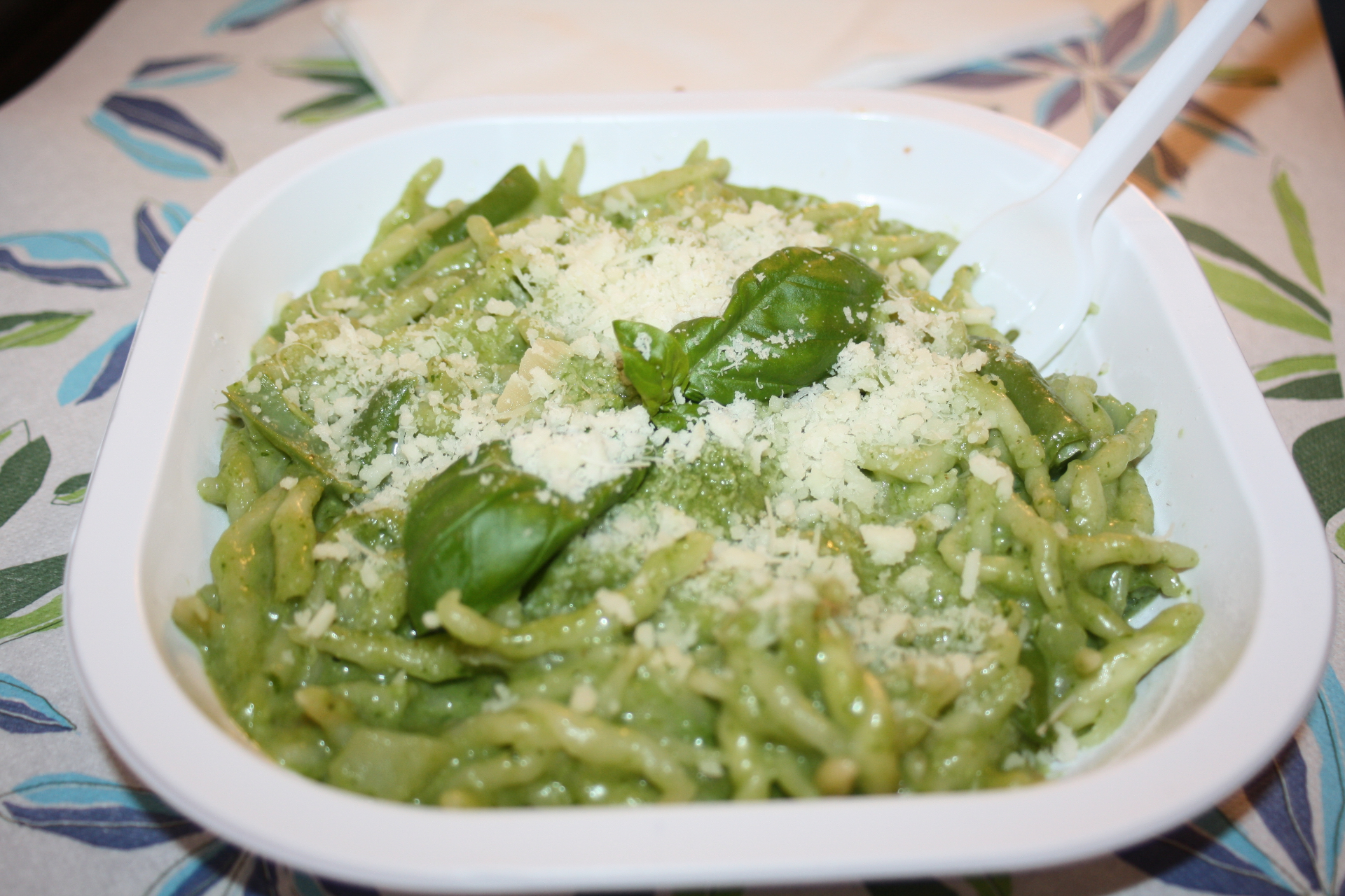 Trofie pasta with pesto Genovese