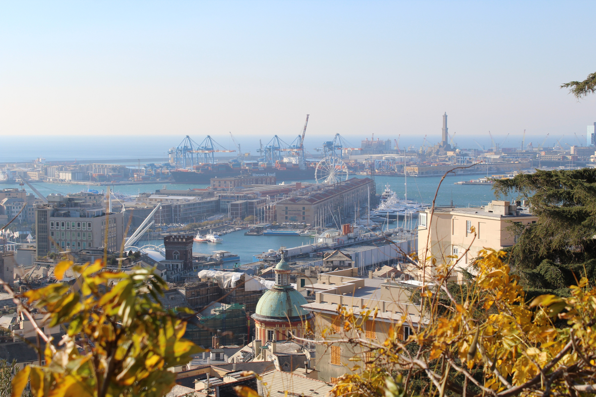 Panoramic view of Genoa from Spianata Castelletto