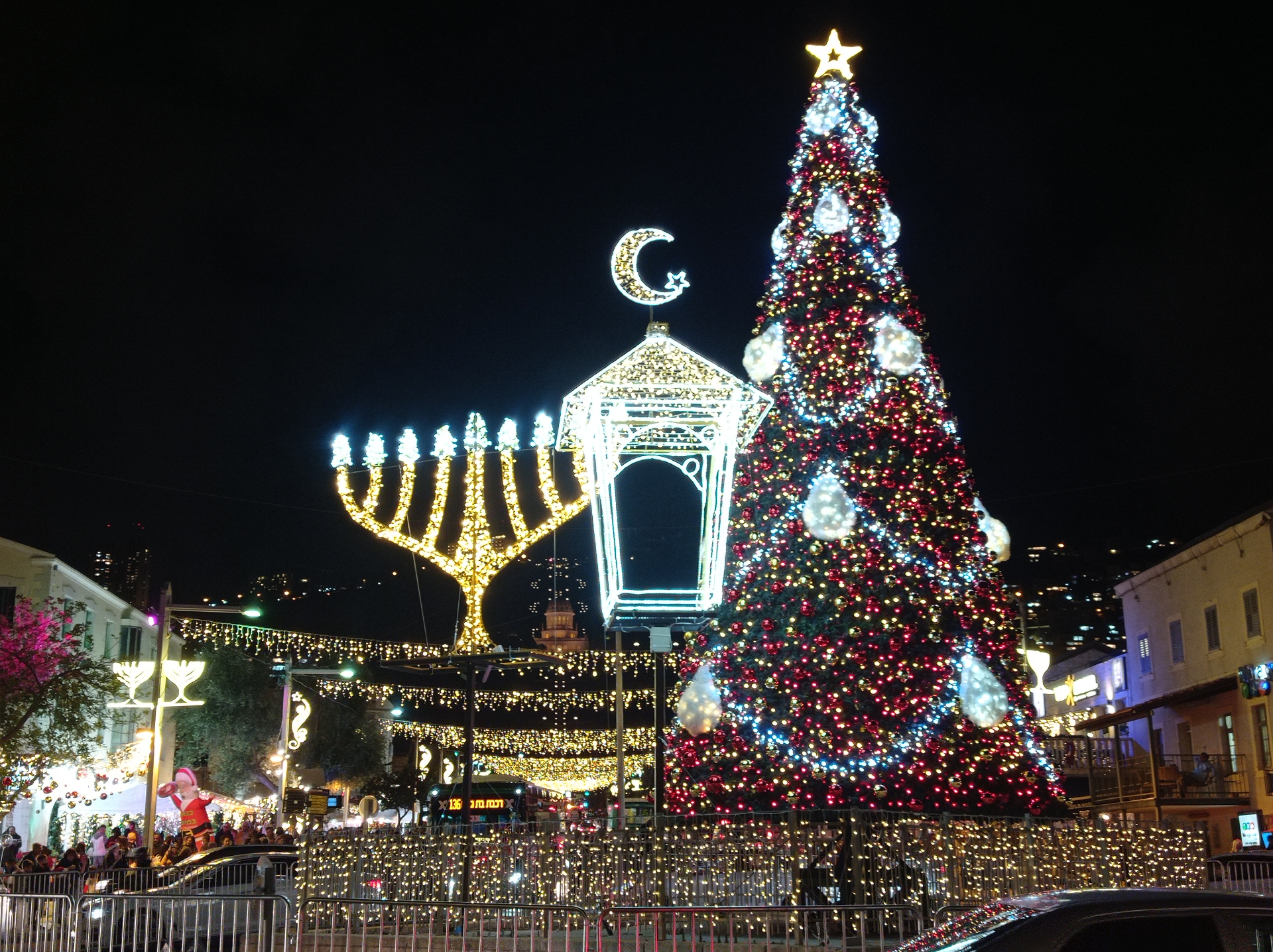 Holiday of Holidays festival lights in Haifa