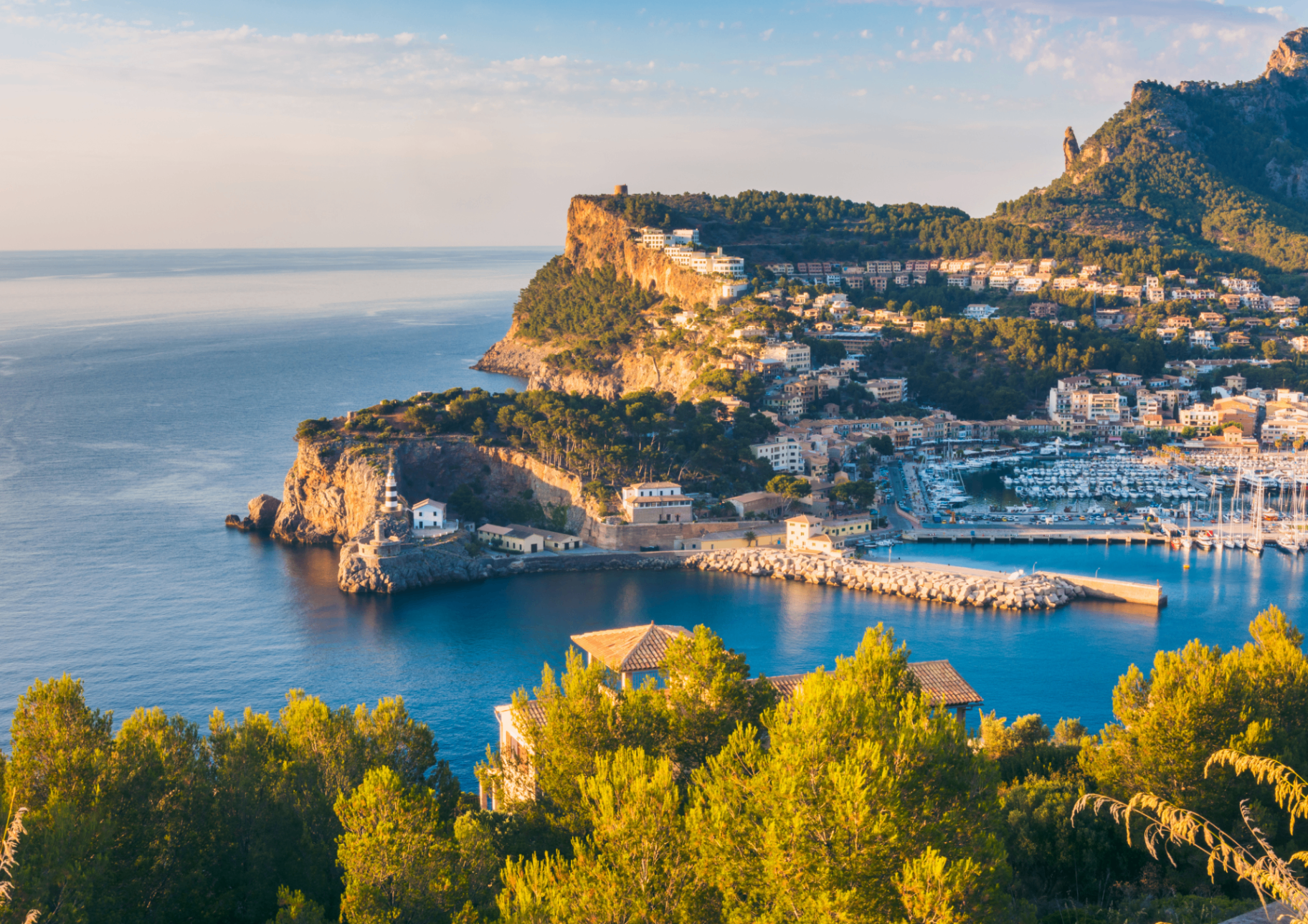 Coastal panorama of Port de Sóller in Mallorca