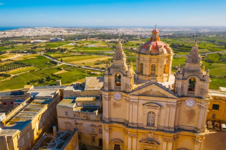 Aerial view of Mdina Cathedral