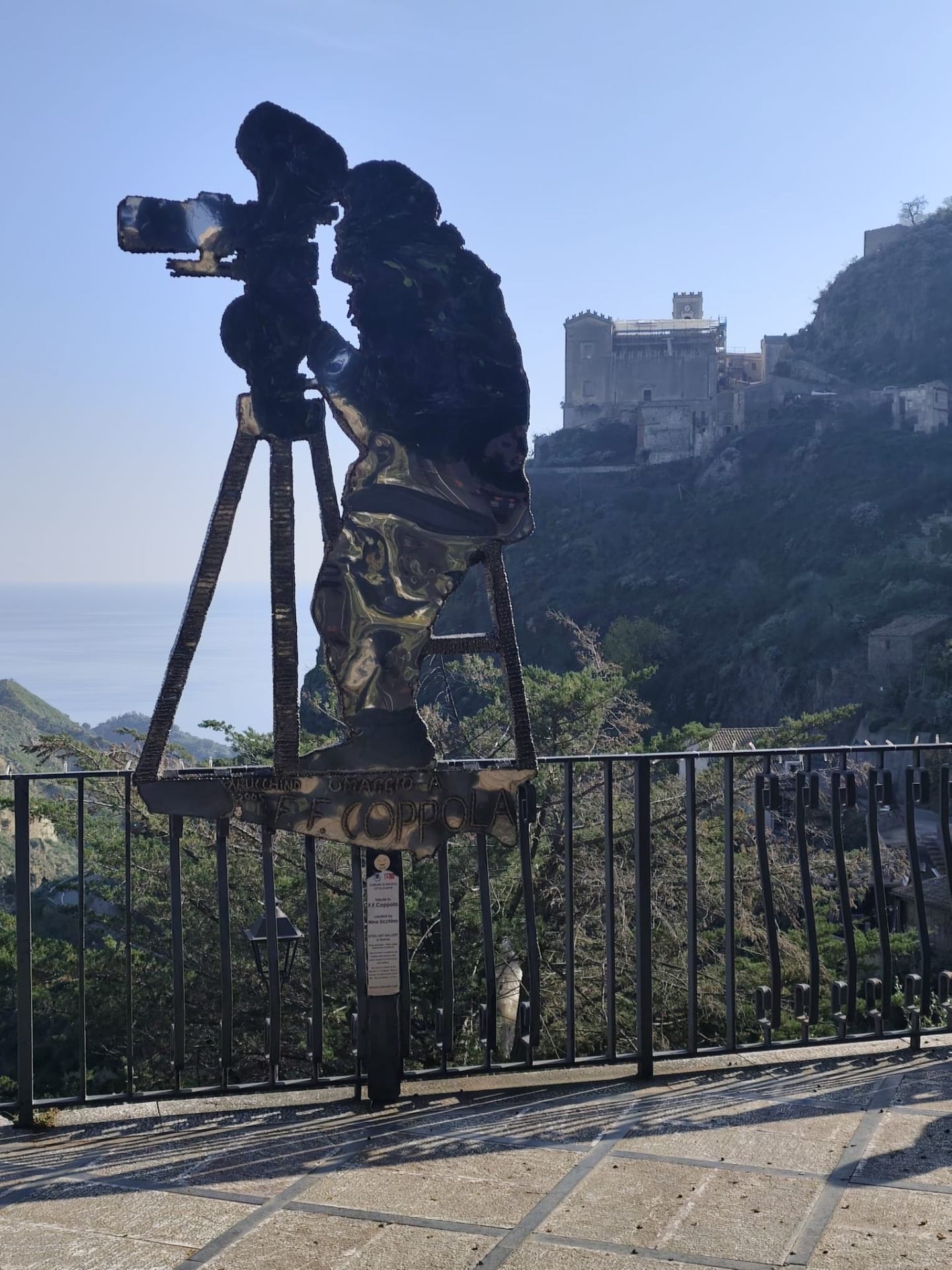 Francis Ford Coppola sculpture in Savoca, Sicily